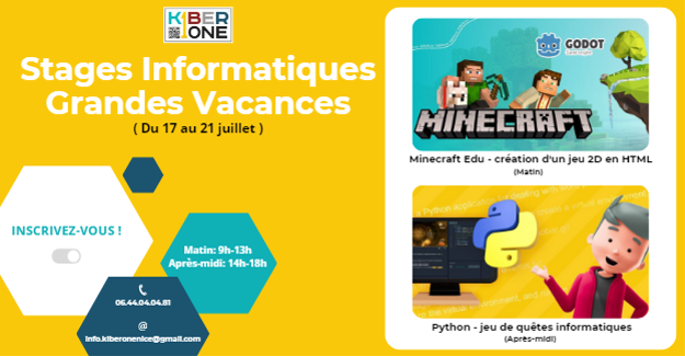 Stage KiberOne Nice : développement sur Minecraft et jeu de quêtes avec Python